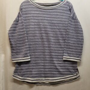Soft Surroundings Sail Striped Pullover Medium Top Womens Relaxed Fit Terry Knit